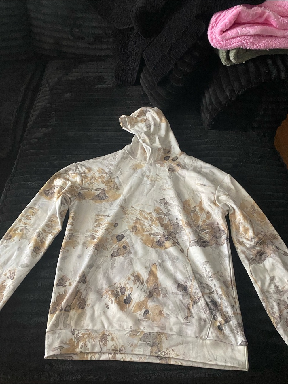 Men's Cream and Brown Printed Crewneck Sweater